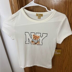White T-Shirt with Bear Graphic